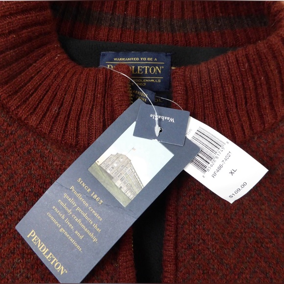 Pendleton Fleece Lined Washable Shetland Wool Cardigan Sweater Vest Full Zip NWT - Picture 6 of 8